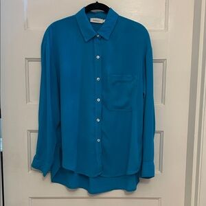 Elegant bőhme teal Button-Down Blouse